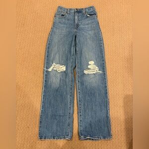 Levi's Blue Distressed Straight Leg Jeans
